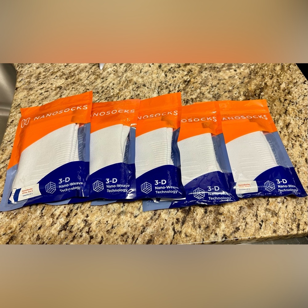 5 Pairs of New/ Unopened White Compression NanoSocks